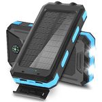 Dyuanup Solar Charger Power Bank, 20000mAh Portable Phone Charger, Solar Battery Panel Charger with 2 LED Flashlight, Fast Charging Waterproof Solar Panel with Dual USB Outputs for Camping