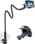 SAIJI Gooseneck Phone Holder, Flexible Lazy Arm Phone Phone for Bed with 360 Adjustable Clamp, [Upgraded leather exterior] Cell Phone Stand For All 4.7-7.0" iPhone Samsung Kindle (38”, Black)