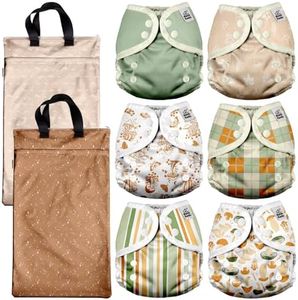 Mama Koala Reusable Adjustable Cloth Diaper Covers Size S,with 2 Pack Waterproof Hanging Wet Dry Bags