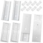 4 Pack Self Adhesive Power Strip Holder Fixator Wall Mount Plug-in Socket Fixer Bracket Stand with 16 Pcs Cable Organizer Clips Clear for Remote Control Router Desk Computer Kitchen Home and Office