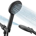 High Pressure Handheld Shower Head VMASSTONE 4-Setting Shower Head Kit - Jet Water Mode - with 59" Stainless Hose and Adjustable Mount Excellent Replacement for Bath Showerhead (HM-001 Matte Black)