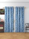 UNNAK Heavy Polyester Room Darkening 2 Pieces Aqua Curtains for Window 5Ft Floral Print Eyelet Grommet Draperies Design for Hall, Bedroom, Kitchen, Living Room, Office (4x5 Feet)