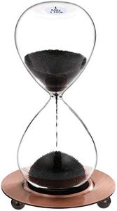 SuLiao Magnetic Hourglass 5 Minute Sand Timer: Large Sand Clock Five Minute with Black Magnet Iron Powder & Metal Base, Sand Watch 5 Min, Hour Glass Sandglass for Office Desk Home Decorative