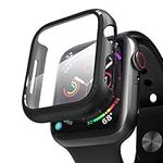 PZOZ Compatible with Apple Watch Series SE 2/SE/6/5/4 Screen Protector,iWatch PC Case PET Film All-around Bumper Protective Cover Compatible With i Watch Smartwatch Accessories (44mm, Black)