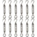 CHRORINE 12 Pcs Turnbuckle Wire Tensioner M4 Hook and Eye Turnbuckle Tensioner 304 Stainless Steel Tensioners Rope Tension Heavy Duty