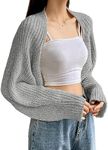 Verdusa Women's Casual Long Sleeve Open Front Crop Sweater Cardigan Bolero Shrug Heather Grey XL