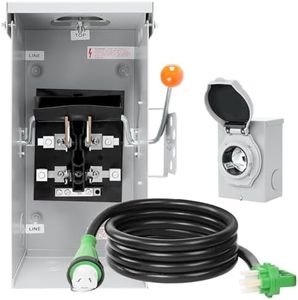 50 AMP Generator Transfer Switch Kit，Pre-Drilled,Twist Lock Connector,Include 100 Amp Transfer Switch，50 Amp SS2-50P Inlet Box&15 FT 50 Amp L14-50P Cord,Twist Lock Connector,Outdoor and Indoor