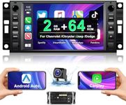 Podofo 4GWiFi 2+64G Car Stereo for Jeep Wrangler Dodge Chevrolet Chrysler with Wireless Apple Carplay&Android Auto,7" HD Touch Screen with GPS Navigation/Bluetooth/FM/RDS/32EQ/DSP+AHD Backup Camera