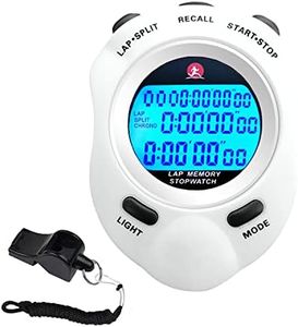 Rolilink Stopwatch, Stop Watch with Backlight 10 Lap Stopwatches Timer for Sports and Competitions(White)