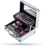 Hot Sugar Makeup Kit for Women Full Kit Teen Girls Starter Cosmetic Gift Set with Cute Mermaid Train Case Includes Pigmented Eyeshadow Palette Blush Lipstick Lip Pencil