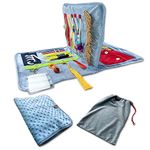 Fidget Blanket for Dementia, Dementia Activities for Seniors with Alzheimer, Sensory Play Mat for Elderly with Autism, Anxiety Relief Aid Product for Memory Loss, Asperger’s Therapy Solution Quilt Pad