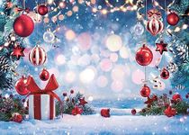 LYCGS 7X5ft Christmas Backdrop Winter Dream Wonderland Photo Backdrop Xmas Tree Snowflake Gift Red Star Ball Backdrops for Photography Xmas Party Backdrop X-169