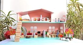 TinyMinyWorld Wooden Big Dollhouse Large with Furniture playset (Villa Coloured)