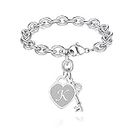 TONY & SANDY Girls Bracelets Graduation Gifts for Kids Teen Girls 12 14 16 18 Silver Initial Bracelet Birthday Confirmation Gifts Teenage Girls 8 10 12 16 Year Old Jewelry Women Her Easter