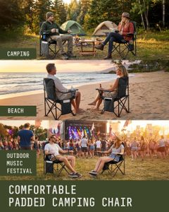 Voyager Folding Camping Chair 2-Pack – Lightweight, Black, Cup Holder