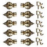 Ferio Stainless Steel Curtain Brackets and Curtain Finials for Door and Window Curtain Fitting Accessories Brass Antique (Curtain Rod Holder - 10 Pic and Finials - 10 Pic )