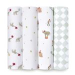 aden + anais Essentials Disney Baby Muslin Swaddle Blankets, Newborn Receiving Blanket for Swaddling, 100% Cotton Baby Swaddle Wrap, 4 Pack, Elephant Circus