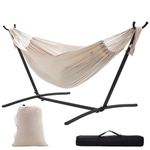 HBlife Hammock with Stand, 2 Person Heavy Duty Hammocks for Outside Max 450 LBS Comfortable Free Standing Hammock for Outdoor and Indoor