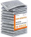SOBBY polyester 10 Pcs Non Scratch Dish Wash Cloth for Kitchen Reusable Wire Dish Cloth Multipurpose Wire Dishwashing Rags for Wet and Dry Cleaning Scrubber Dish Cloth (Grey)