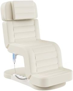 Fully Electric Spa Table/Chair with LED Light, 3 Motor Height, Backrest, Leg Support Adjustable for Massage, Facial, Medical, Tattoo, Waxing, Eyelash Extension, Beauty Salon and More - Beige Gray