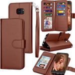 Tekcoo for Galaxy S7 Case/Samsung Galaxy S7 Wallet Case, Luxury ID Cash Credit Card Slots Holder Purse Carrying PU Leather Folio Flip Cover [Detachable Magnetic Hard Case] & Kickstand -Brown