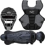 RAWLINGS Velo 2.0 Intermediate NOCSAE Baseball Protective Catcher's Gear Set, Black and Graphite
