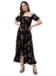 OOMPH! Midi Dresses for Women, Off Shoulder, Black - md453