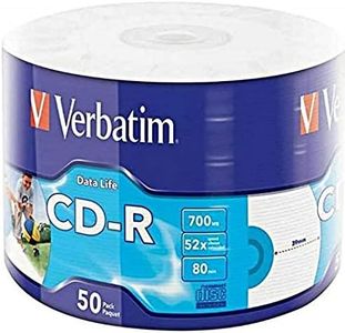 Verbatim CD-R Inkjet Printable, Printable CD Blanks with 700MB Data Storage, Ideal for Photo and Video Recording, Compatible with Any Conventional CD Drive, Pack of 50 Spindle