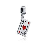 Good Luck Ace Of Hearts Poker Player Cards Casino Travel Dangle Charm Bead Sterling Silver Fits European Bracelet