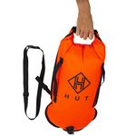 HUT Swim Buoy Dry Bag 28L - Premium Tow Float and Watertight Dry Bag for Open Water Swimmers, Triathletes. High Visibility Safety Swim Buoy, Two air Chambers – be seen be Safe (Orange 28l)