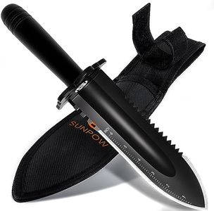 SUNPOW Metal Detector Shovel - Heavy Duty Double Serrated Edge Digger Trowel - Garden Digging Tools with Carrying Sheath - Metal Detector Accessories