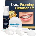 Teeth Whitening for Braces Cleaner kit under metal, ceramic, clear brackets & wires. Use w/ Toothbrush, Rinse or in Trays. No Sensitivity. Fights Plaque, Minty Foam, Kid Friendly, Tooth Stain Remover