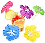 Drink Umbrellas Cocktail Picks Parasol Cocktail Umbrellas Sticks with Wood Toothpicks for Summer Hawaiian Cupcake Toppers Umbrella Sticks Tropical Wedding Party Decor(300 Pieces)