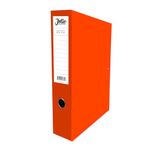 Foolscap Box Files Folders for Paperwork A4 Document Organiser 75mm Spine File Box Folder Glossy Cover Metal Lock-Spring Clip & Improved Lid Clip Craft Storage Paper Organiser [Red Orange]