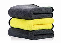 HSR Car Accessices Cleaning 800 GSM Microfiber Towel for Car Cleaning and Detailing - Dual Sided, Extra Thick Plush Microfiber Cloth - 40cm x 40cm (Pack of 3)