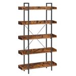 VASAGLE Bookcase, 5-Tier Shelving Unit, Spacious Storage Shelves, Easy Assembly, Living Room, Bedroom, Home Office, Industrial, Rustic Brown and Black LLS110B01