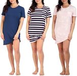 Real Essentials 3 Pack Nightgowns Women Adult Womens Nightgown Moo Moos Sleep Night Shirts Hysterectomy Sleepwear House Dress Lounge Ladies