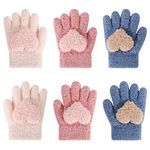 JUPSK Kids Gloves Winter Knitted Gloves Magic Full Finger Gloves Stretchy Warm Fleece Fluffy Gloves for Baby Toddler Boys Girls 1 2 3 Years Old, 3 Pairs