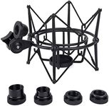 Hopbucan Microphone Shock Mount Adjustable Mount Recording Mic Stand Metal Bracket Pod Microphone Stand (Black)