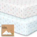 2-Pack Bamboo Cot Sheets for Boys, Girls - Jersey Fitted Cot Sheet, Organic Baby Cot Sheets Neutral, Cot Mattress Sheet, Toddler Bed Sheets, Baby Sheets for Cot, Cot Fitted Sheet (Jolly Rainbow)