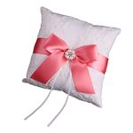 Tenlacum Vintage Pearl Wedding Gift Ring Pillow Cushion Engagement Gift Ring Bearer -, 20x20cm (20x20cm,Watermelon Red)