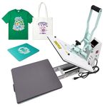 BetterSub 15x15 Inch Heat Press Machine, Digital Slide-Out Drawer Heat Press for T-Shirts, 1000W Clamshell Heat Press for DTF/Sublimation/HTV Transfers, with LCD Control Panel & Pressure Adjustment (Teal)