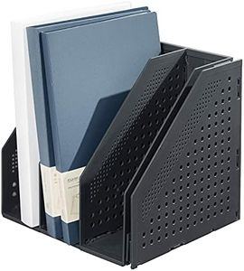 Deli Collapsible Magazine File Holder, Desk Organizer Document Folder for Office Organization and Storage, 4 Vertical Compartments, Dark Grey