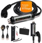 Portable Level 2 EV Charger (240V, 40A) J1772 Charge, Portable Electric Car Charger NEMA 14-50 & 5-15, ETL Certified, IP67, 21ft Cable, Electric Vehicle Charging Station