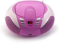 Lenco SCD-37 - CD Player for Children - CD Radio - Stereo System - Boombox - FM Radio Tuner - USB Connection - MP3-2 x 1.5 W RMS Power - Mains and Battery Operated - Pink