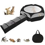 Kelivi Small Animal Playpen, Portable Guinea Pig Playpen Pet Playpen Kitten Playpen with Double Zippered Cover Indoor Outdoor for Bunny, Rabbit, Hamster Connect Tunnel (Black)