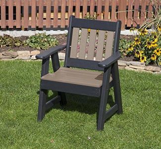 ECOMMERSIFY INC Weathered Wood-Poly Lumber Mission Poly Resin 2 FEET Patio Garden Chair Heavy Duty Everlasting PolyTuf HDPE - Made in USA - Amish Crafted