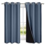 NICETOWN 100% Blackout Curtains with Black Liners, Home Decor Thermal Insulated Full Blackout 2-Layer Lined Drapes, Energy Efficiency Window Draperies for Bedroom (Stone Blue, 2 Panels, 42"W by 63"L)