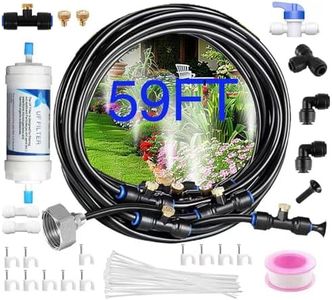 Wohalipsy Misters for Outside Patio with Water Filter - Upgraded Brass Adapter (3/4") 59 ft (18m) 20 Brass Spray Nozzle misting System Used for Garden Irrigation and Courtyard Cooling