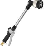 FANHAO Spray Lance Heavy Duty, 16 Inches Metal Garden Hose Wand with 8 Spray Patterns, Long Spray Gun with ON/Off Thumb Control, Perfect for Hanging Baskets, Shrubs, Garden and Lawn Yellow